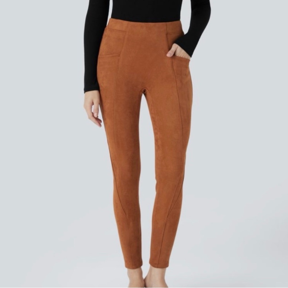 Halara High Waisted Tummy Control Side Pocket
Suede Casual Leggings